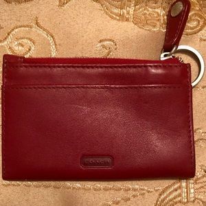 Coach red keychain card holder wallet